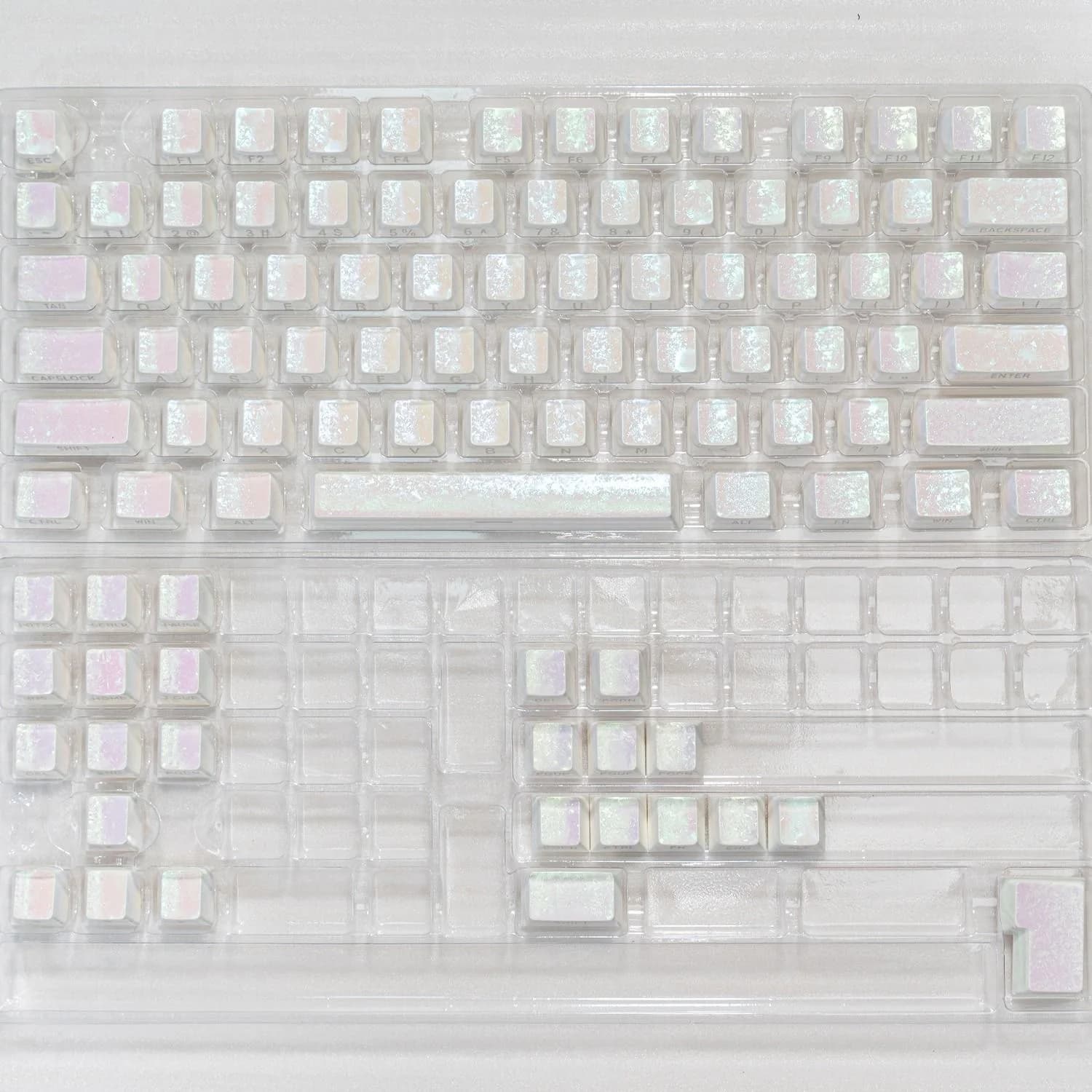 White frost keycap original factory ABS frost illusion metal texture side engraving translucent mechanical keyboard cap 61 68 75