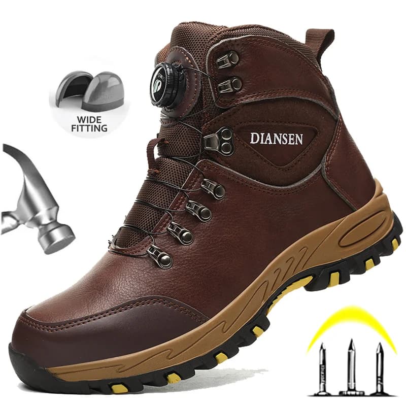Stivali da lavoro antinfortunistici da uomo Punta in acciaio indistruttibile Scarpe antinfortunistiche anti-sfondamento resistenti alle coltellate Traspiranti Antiscivolo Durevoli