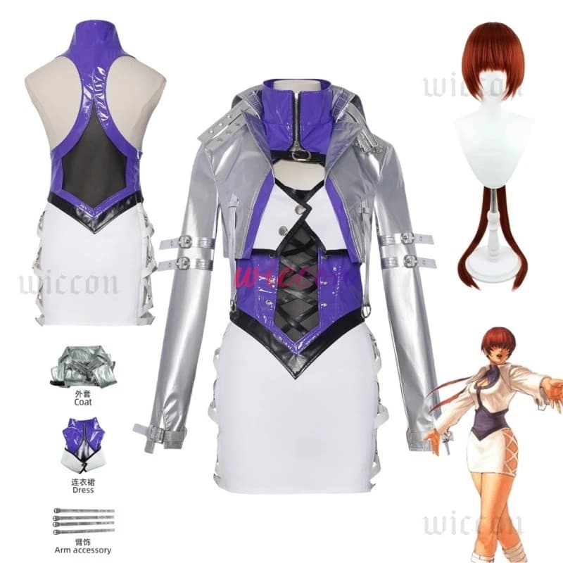 Naraka: Bladepoint Viper Ning Shermie Costume Cosplay KOF Shermie PU Giacca Abito Anime Gioco di ruolo Ragazza Carnevale Costume da festa