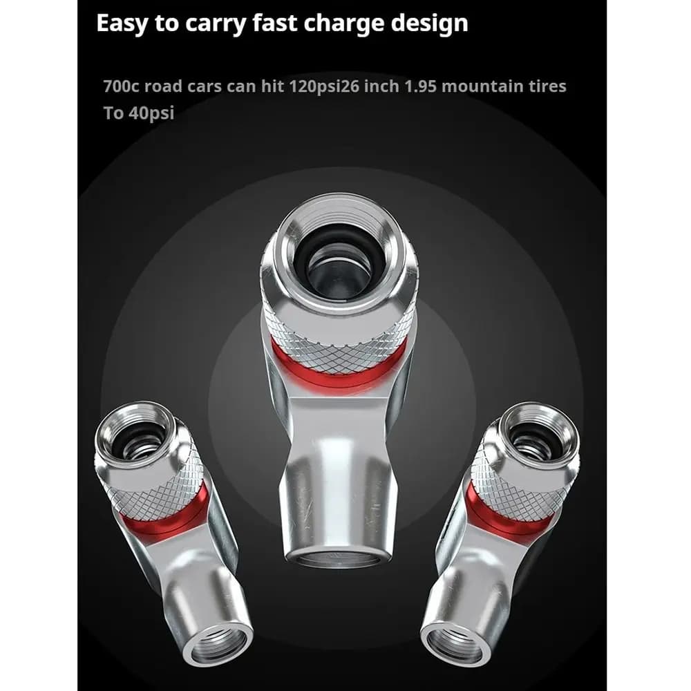 Aluminum Alloy CO2 Mini Pump with Protective Sleeve Automatic Safety Bike Pump Nozzle Portable Leak-proof Bike Pump Inflator