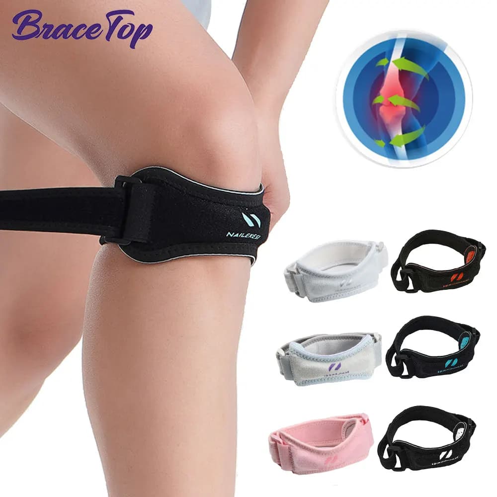 Ginocchiere da 1 pezzo, cinturino di supporto per ginocchio rotuleo, fascia stabilizzatrice per tendine rotuliano regolabile per ginocchiere, tendinite, basket