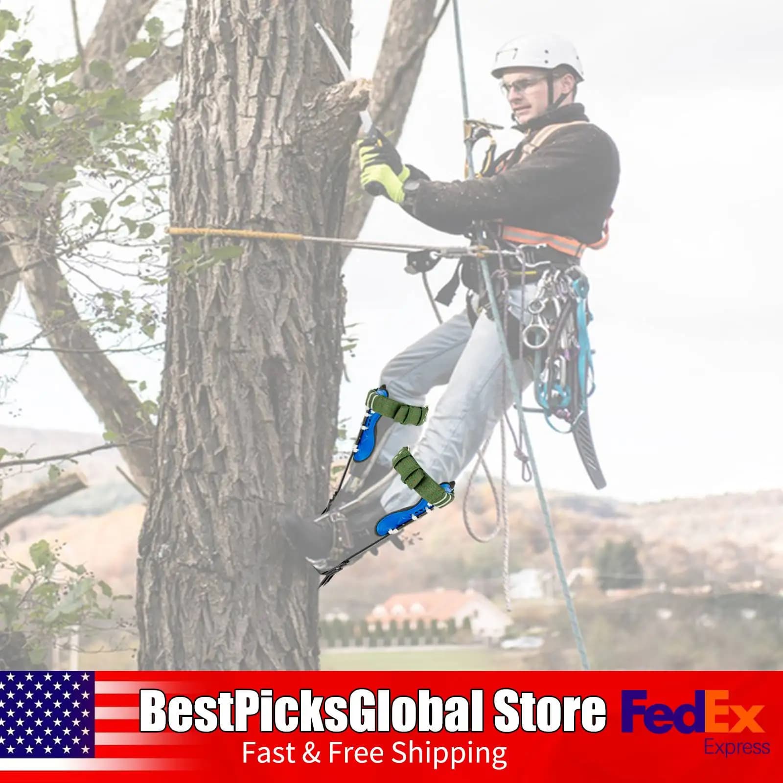 Set di attrezzi per arrampicata sugli alberi, scarpe da arrampicata a 2 denti con cintura di sicurezza e corda, kit di attrezzi per arrampicata sugli alberi per lavori di arboricoltore