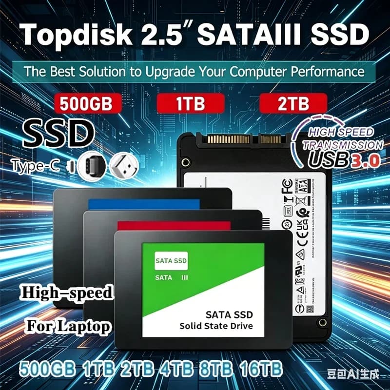 Solid State Disk SSD USB For Laptop Microcomputer Desktop 2.5 Inch High Speed 500G 1TB 2TB Internal HDD Hard Drive Sata3