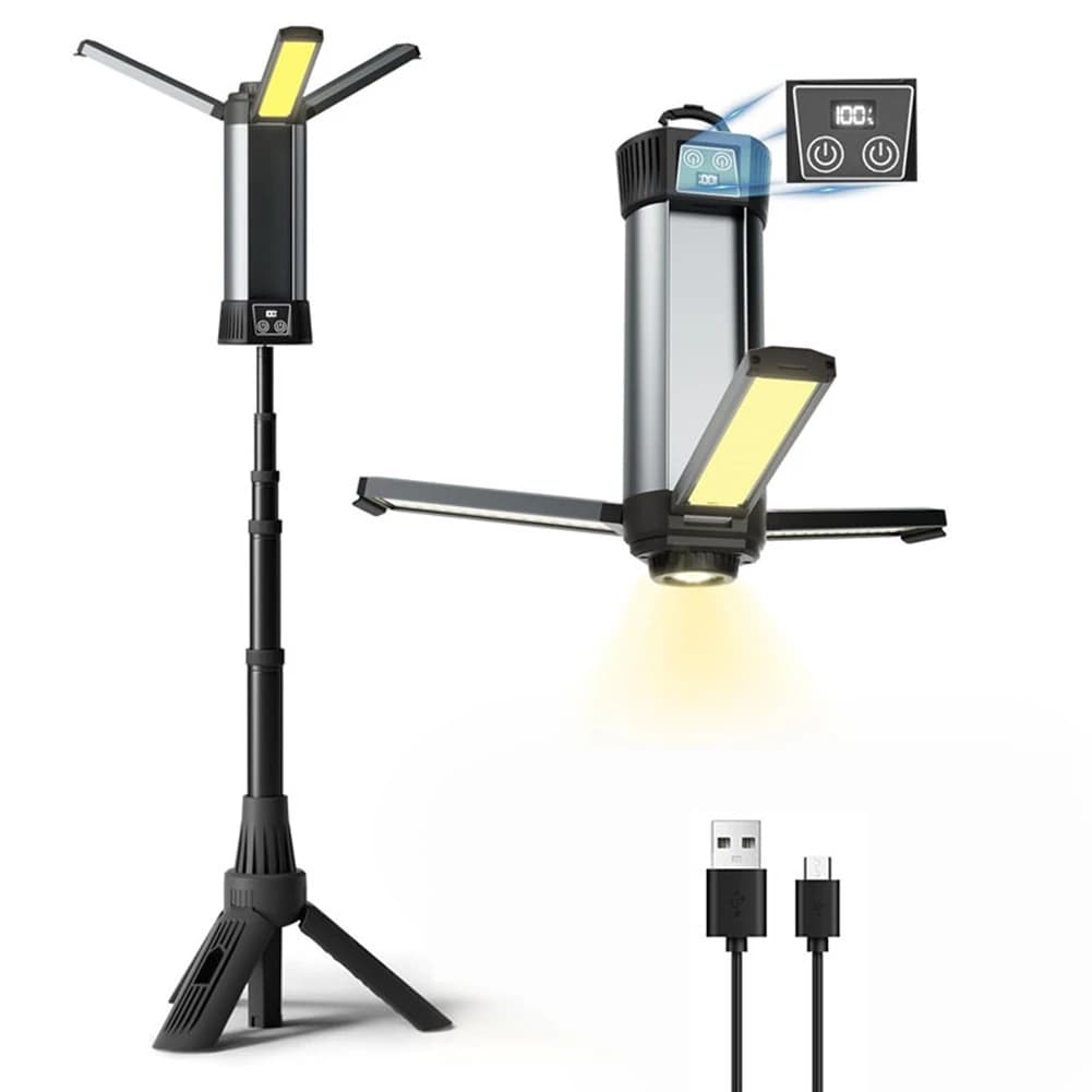 Lampada da Lavoro LED 6000mAh Ricaricabile Senza Fili con Luce COB Telescopica per Campeggio all'Aperto