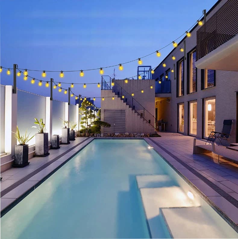 Palo per illuminazione da giardino esterno, supporto indipendente per luci a stringa, palo per illuminazione recinzione con struttura stabile per decorazione del cortile