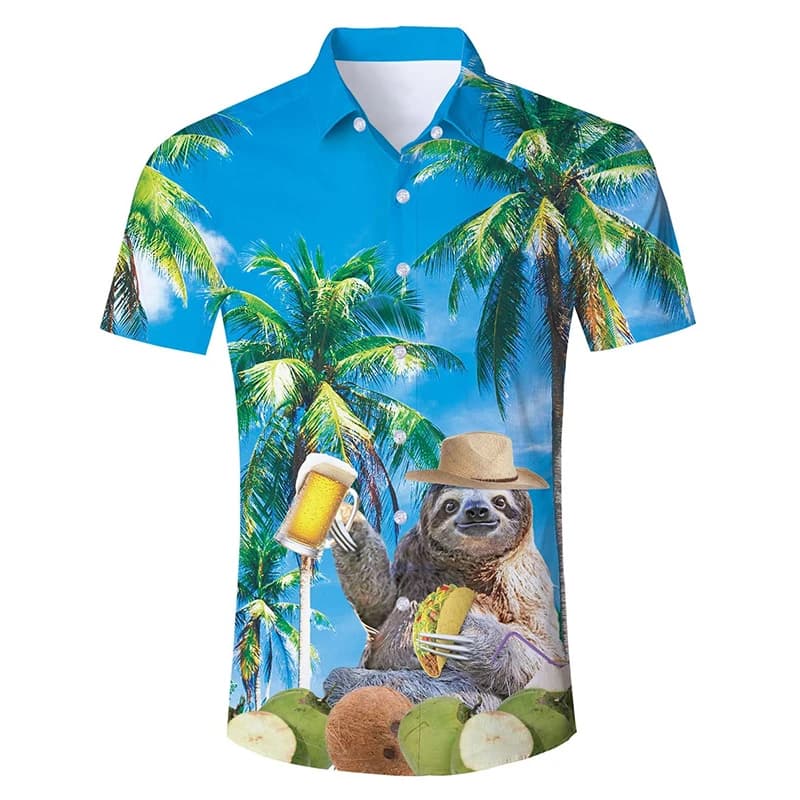 Camicie hawaiane da uomo estive Stampa 3D Camicia da spiaggia con grafica divertente gatto Camicia casual a maniche corte abbottonata Aloha Dress T