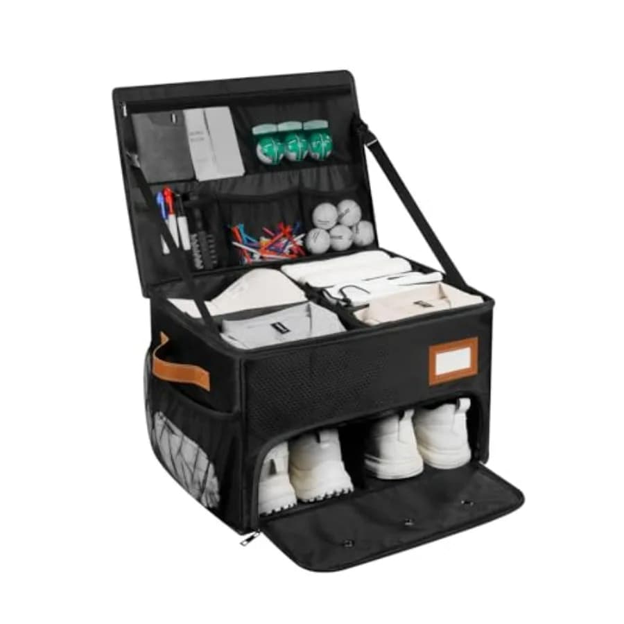Organizer per Bagagliaio Auto a 2 Livelli con 2 Scomparti per Scarpe, Impermeabile, per Palline da Golf, Cappelli, Vestiti, Guanti e Accessori