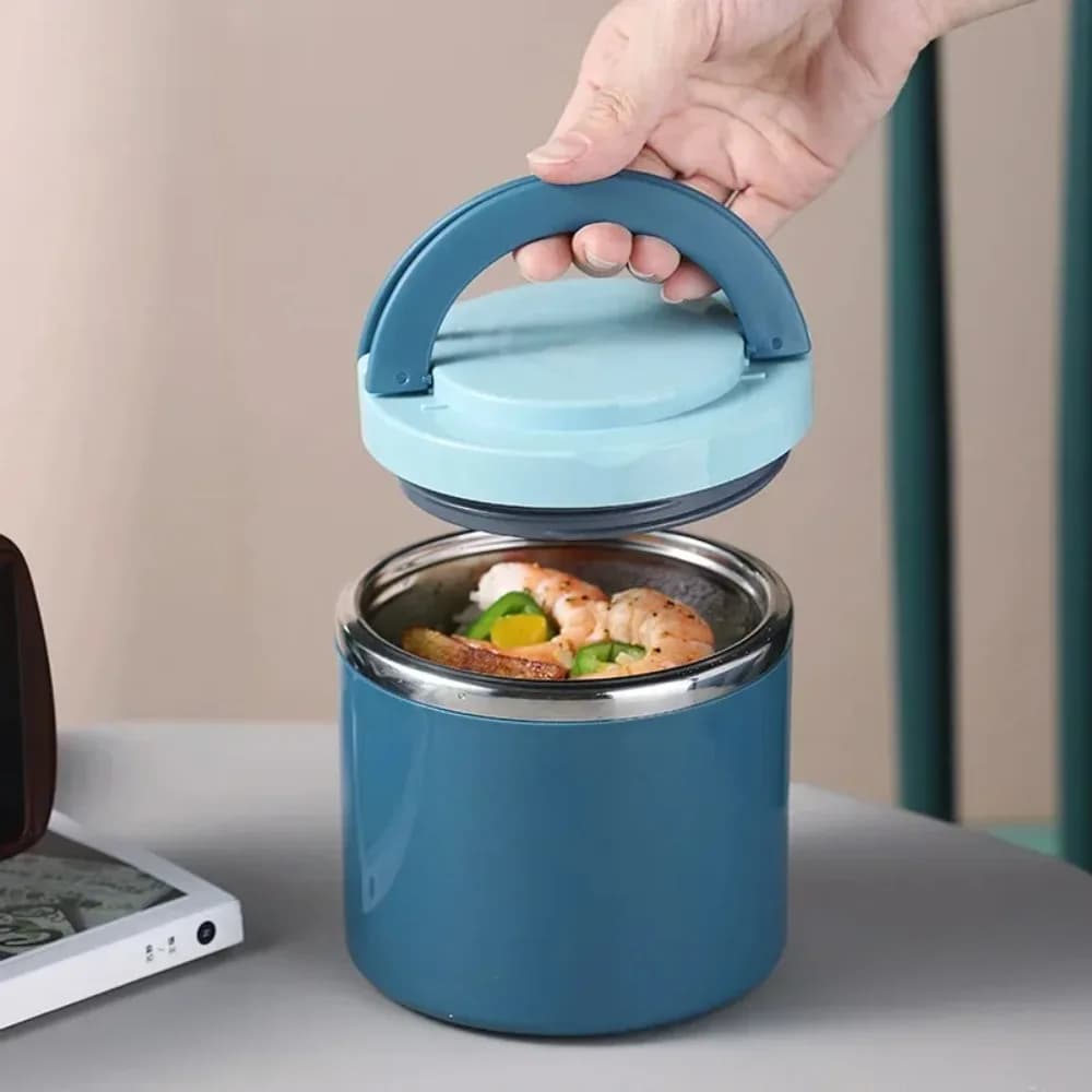 Contenitore Termico per Alimenti in Acciaio Inox, Tazza Termica per Zuppa con Manico, 630/1000ml, Contenitore Riutilizzabile per Pranzo, Viaggi e Attività all'Aperto