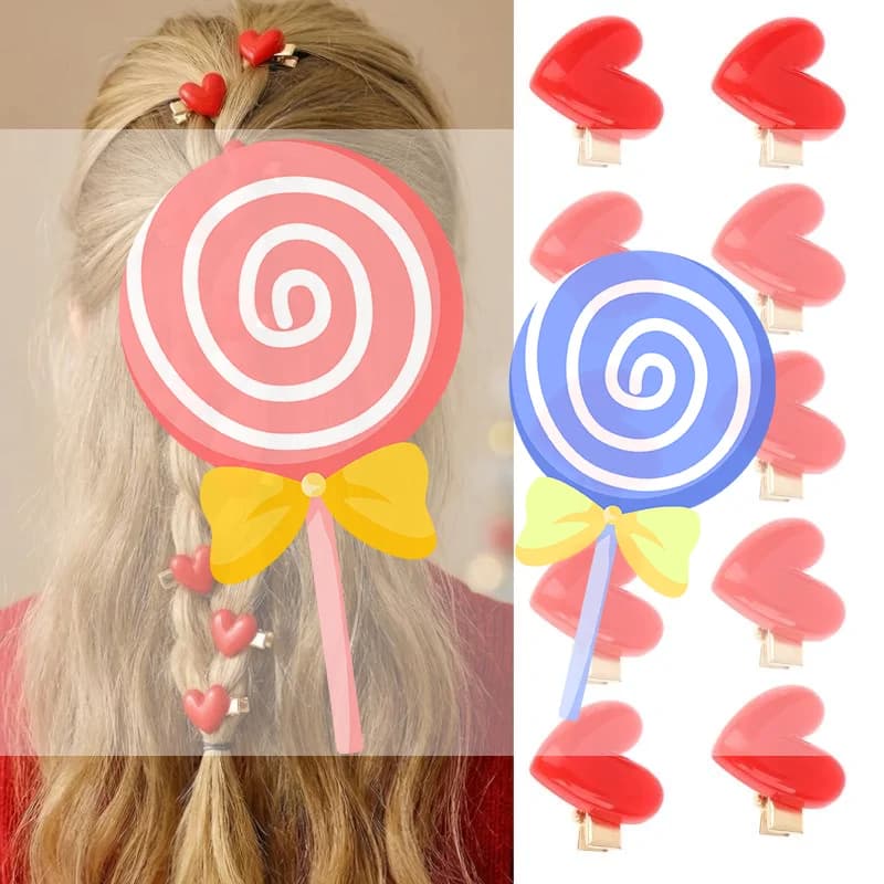 10 fermagli per capelli a forma di cuore rosso per ragazze, acconciature fai da te con clip resistente, perfetti per San Valentino e l'uso quotidiano