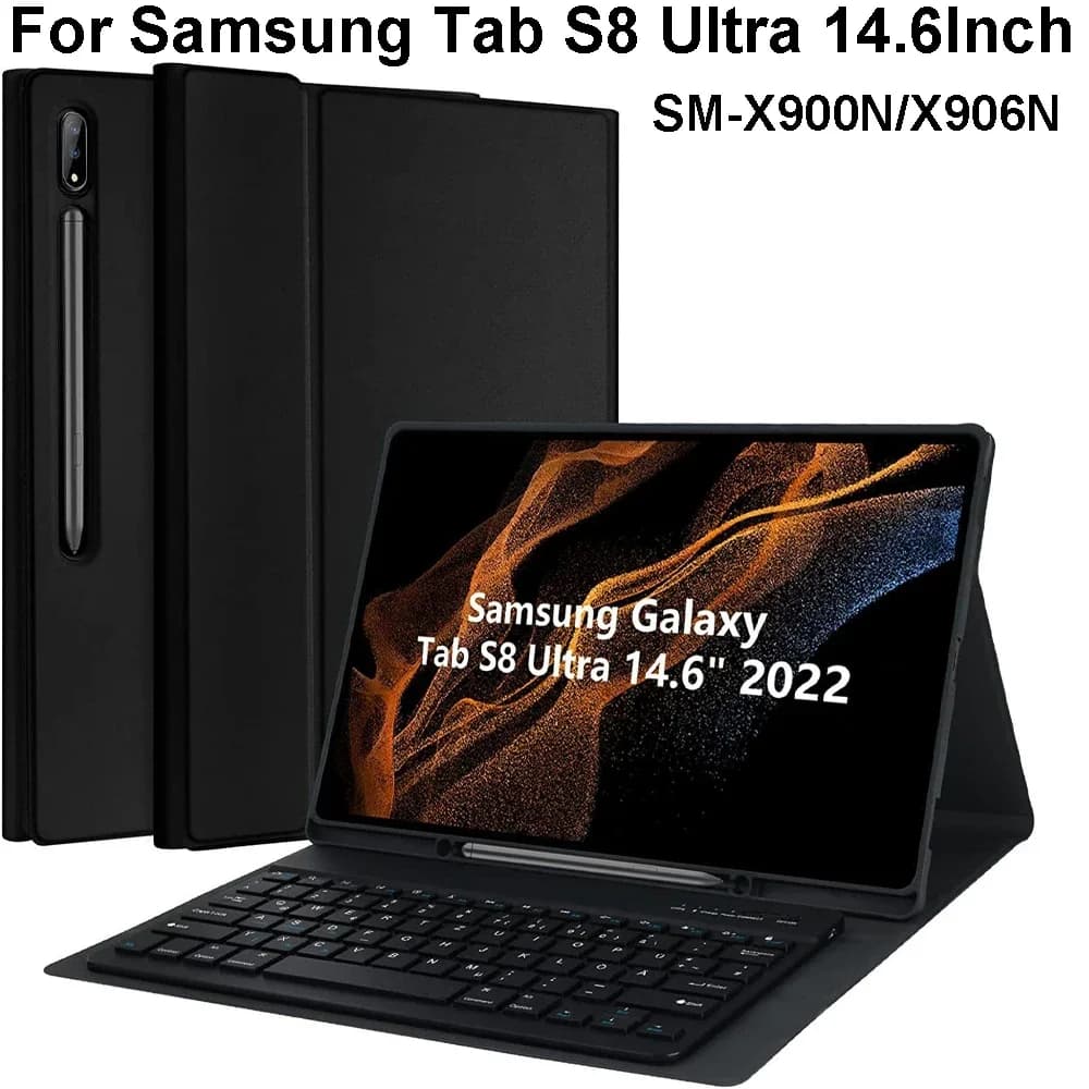 Custodia con tastiera per Samsung Galaxy Tab S8 Ultra Tablet da 14,6 pollici Cover con tastiera Bluetooth per Samsung Tab S8 Ultra SM-X900N X906N
