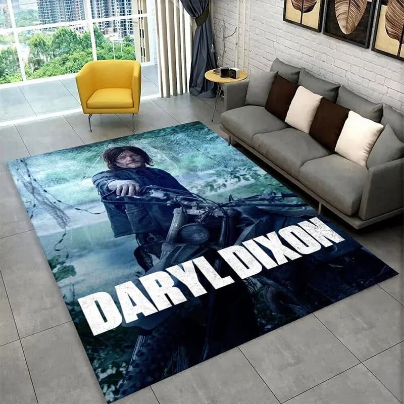classic The Walking Dead Rick Daryl Horror TV Carpet Rug for Bedroom Living Room Sofa Doormat Home Decor,Kid Area Rug Non-slip