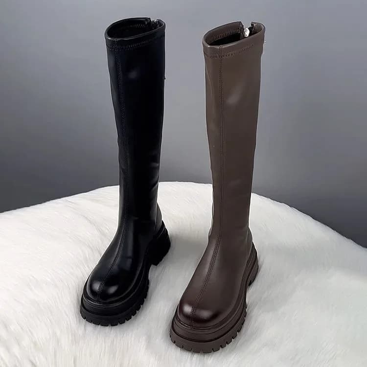 Long Black Boots Hot Sale of Women's Season New Autumn Winter Bottom often increasing Korean version slimming British style