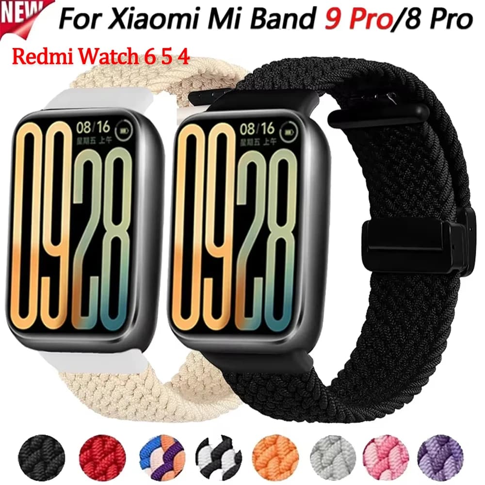 Cinturino in nylon per Xiaomi Mi Band 9 Pro/Mi Band 8 Pro Bracciale intrecciato traspirante per Redmi Watch 6/5/4 Accessori per cinturini sportivi