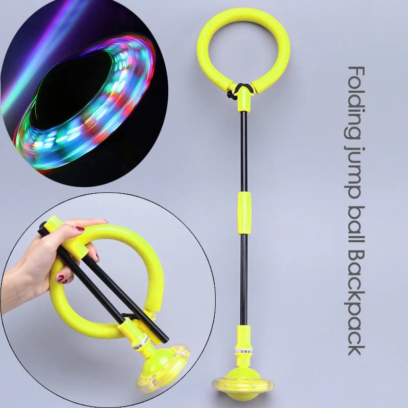 Portable Folding Inflatable Bouncy Balls One Foot Flashing Rope Ball For Jumping Kids Toys Ankle Jumping Ball Toy for Adult Fitness Training