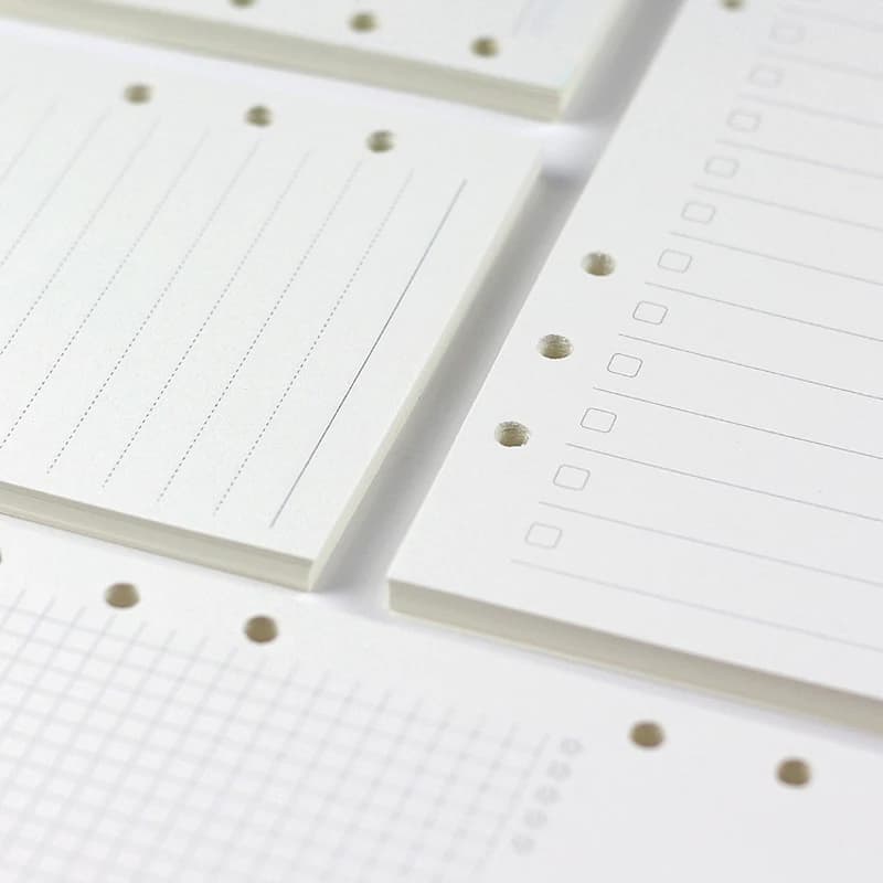 A5 A6A7 45 fogli di ricarica per notebook a fogli mobili, raccoglitore a spirale, pagina interna settimanale mensile per fare, linea, griglia a punti, carta interna, cancelleria