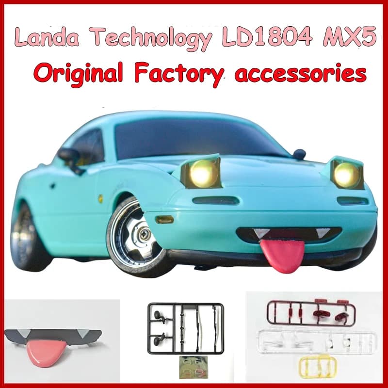 LD LDR/C LD1804 MX5 RC Drift Car Parti originali Specchietto retrovisore Luce Fari completi Lingua A04