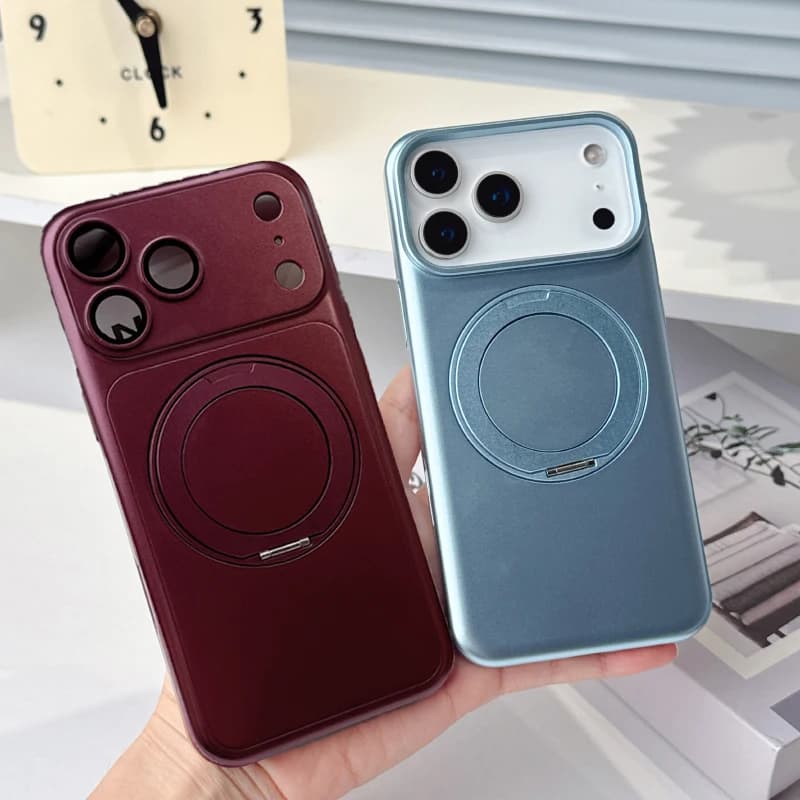 360 ° Rotating Metal Car Holder Ring Frosted Hard PC for Magsafe Magnetic Phone Case for iPhone 18 17 Pro Max Bumper Back Cover