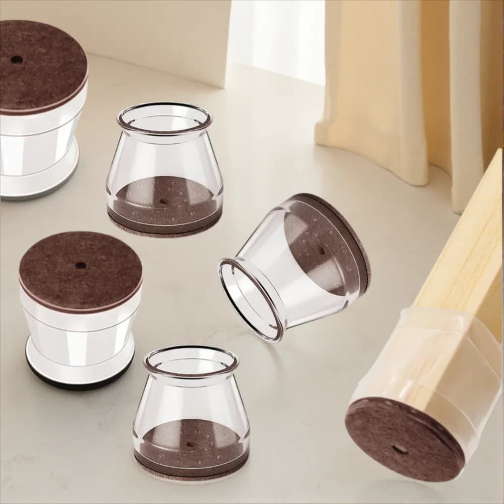 Brown/ Chair Leg Floor Protectors for Hardwood Floors, 360° Pads Bottom Wrapped Thickening Silicone Furniture Legs Caps Covers