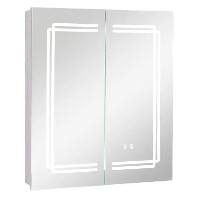 2 Doors Bathroom Mirror Medicine Wall Cabinet with Lights
