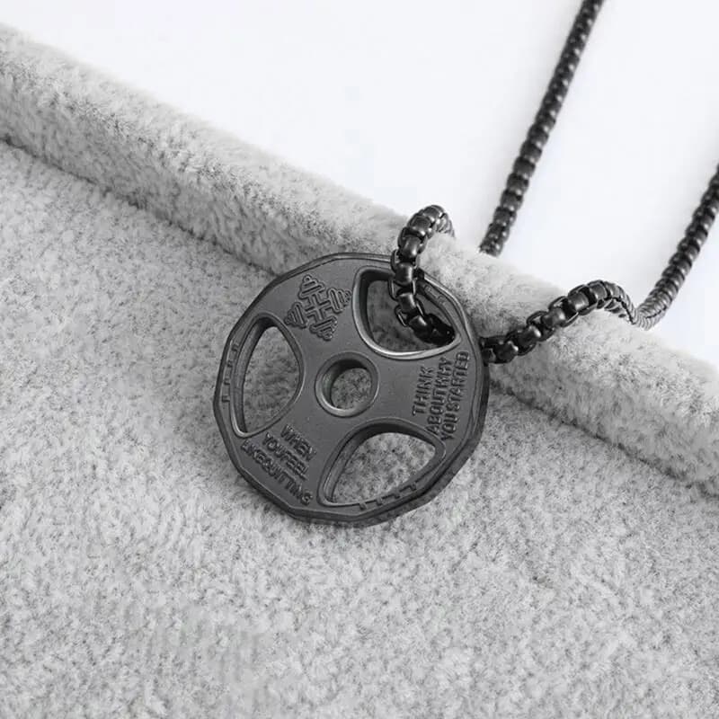 Fitness Gym Necklace Weight Plate Barbell Dumbbell Necklaces Men Women Pendant
