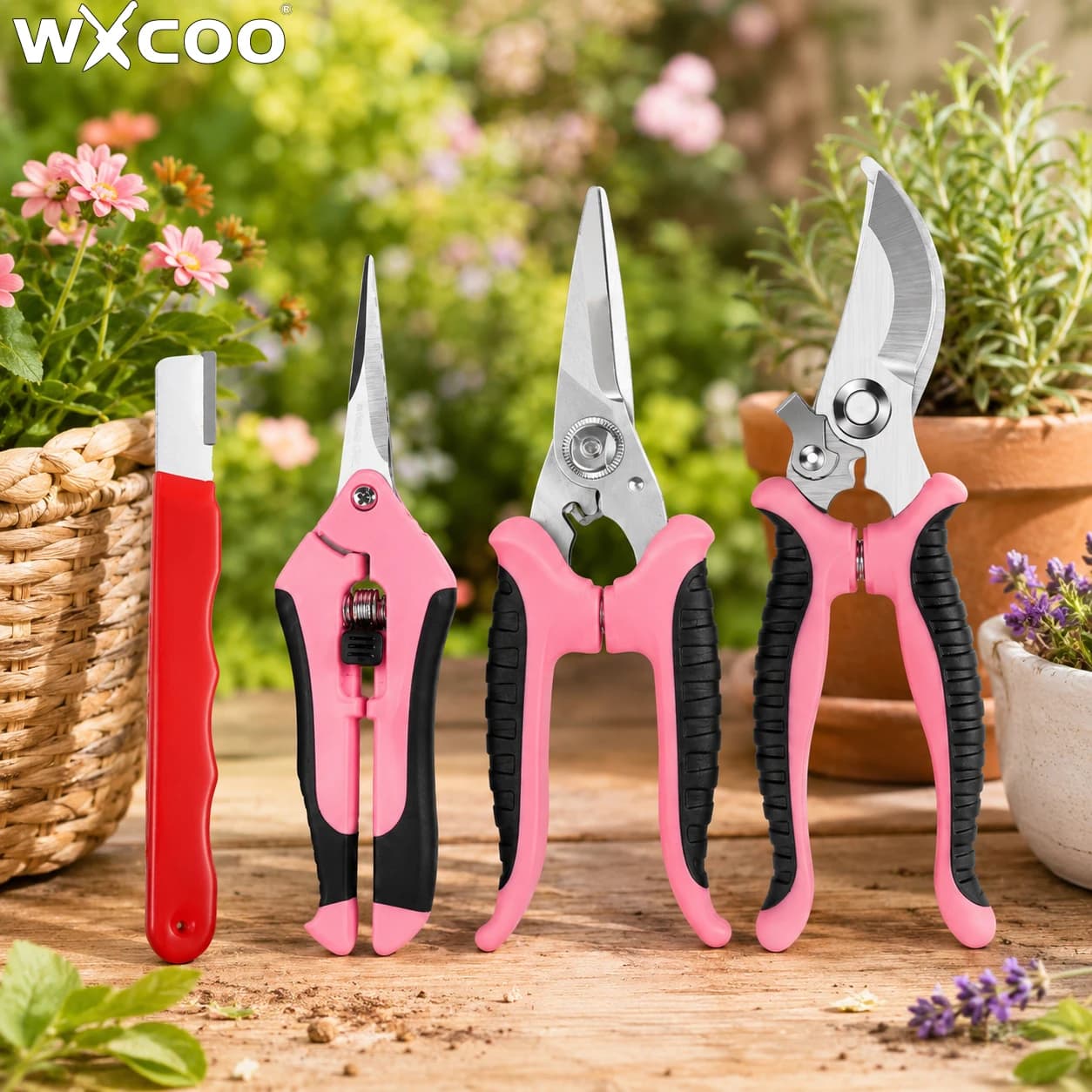 3PCS Pruning Shears Stainless Steel Handheld Pruners Set with Gardening Gloves for Fruit Tree Pruner Heavy‑Duty Garden Tool