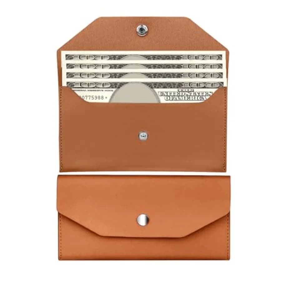 Pu Leather Cash Envelope Wallet - Reusable Cash Stuffing Wallet for Men and Women, Brown, Lightweight and Durable