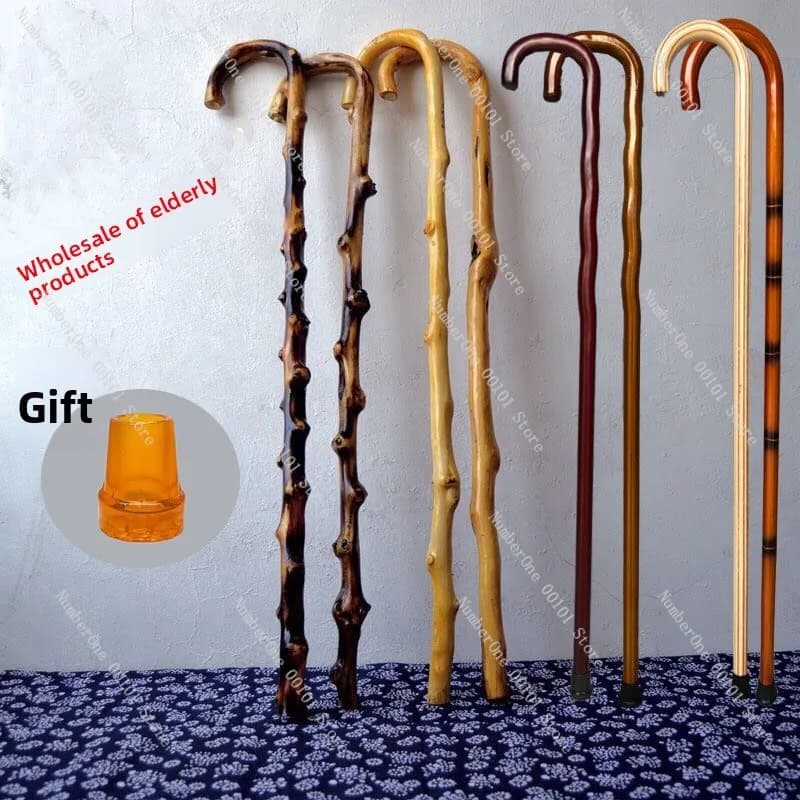 120CM Retro Solid Wood Trekking Stick, Senior Stroller Stick, Anti-Slip and Robusto, Full Stick for Hiking