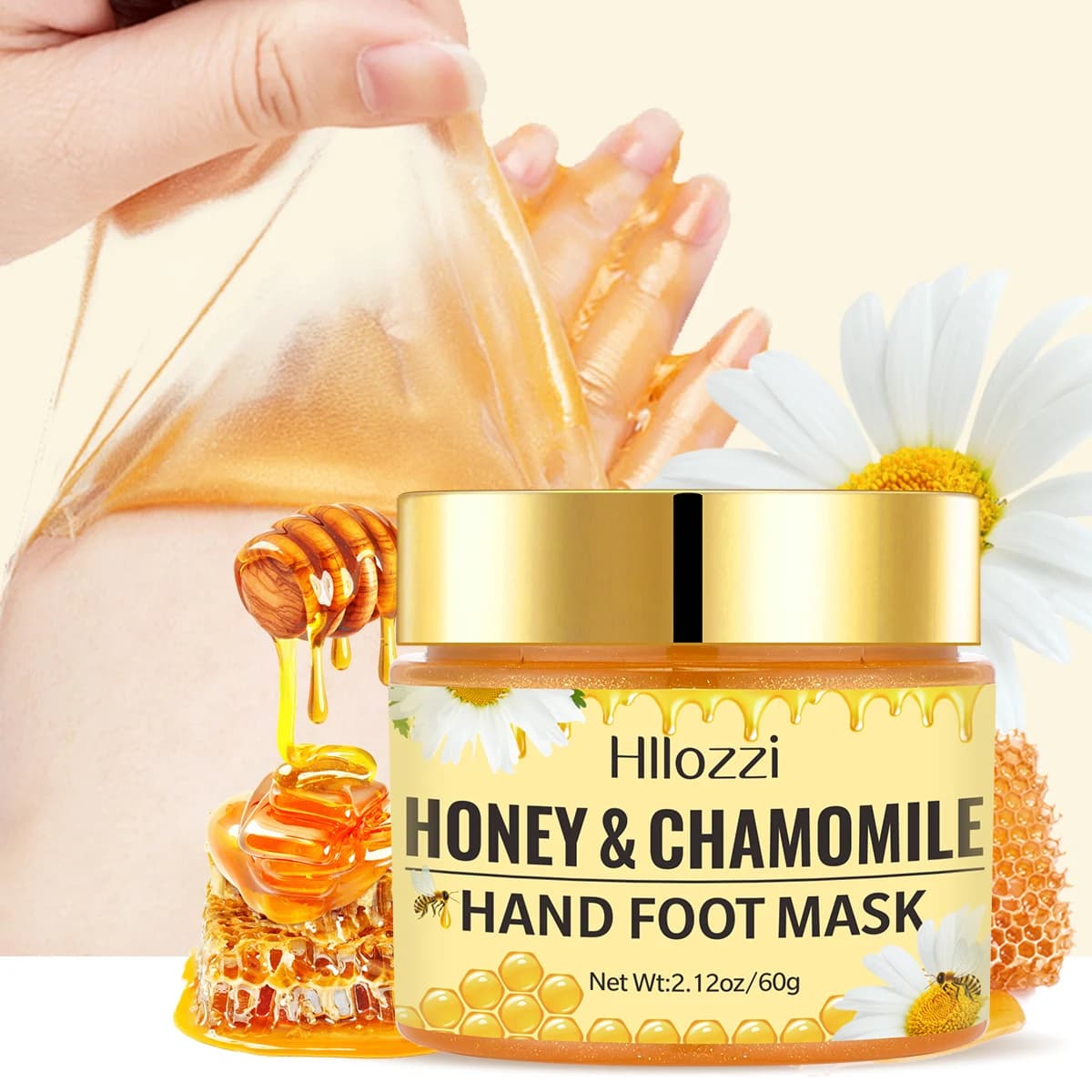 maschera per le mani (miele camomilla) maschera in cera per mani e piedi, pelle levigante, maschera per le mani detergente delicata, illuminante per la pelle delle mani