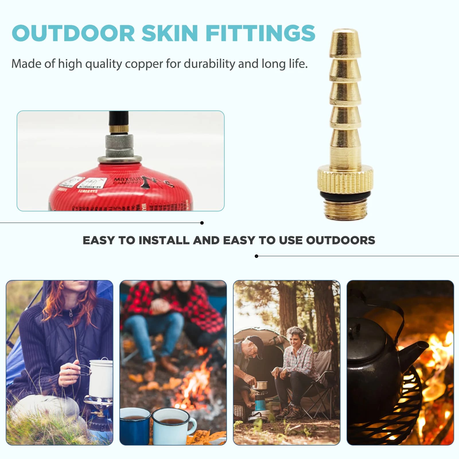 Fuel Gas Tank Joint Leather Pipe Connector Copper Outdoor Camping Stove Flat Gas Tank Valve Adapter Practical Accessories