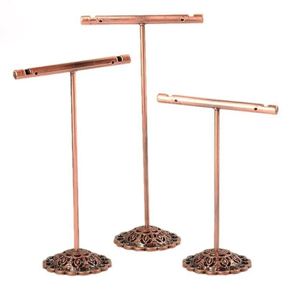 3 pz/set orecchini a forma di T espositore appeso espositore per gioielli in metallo placcato ornamento collana organizzatore rack gioielli