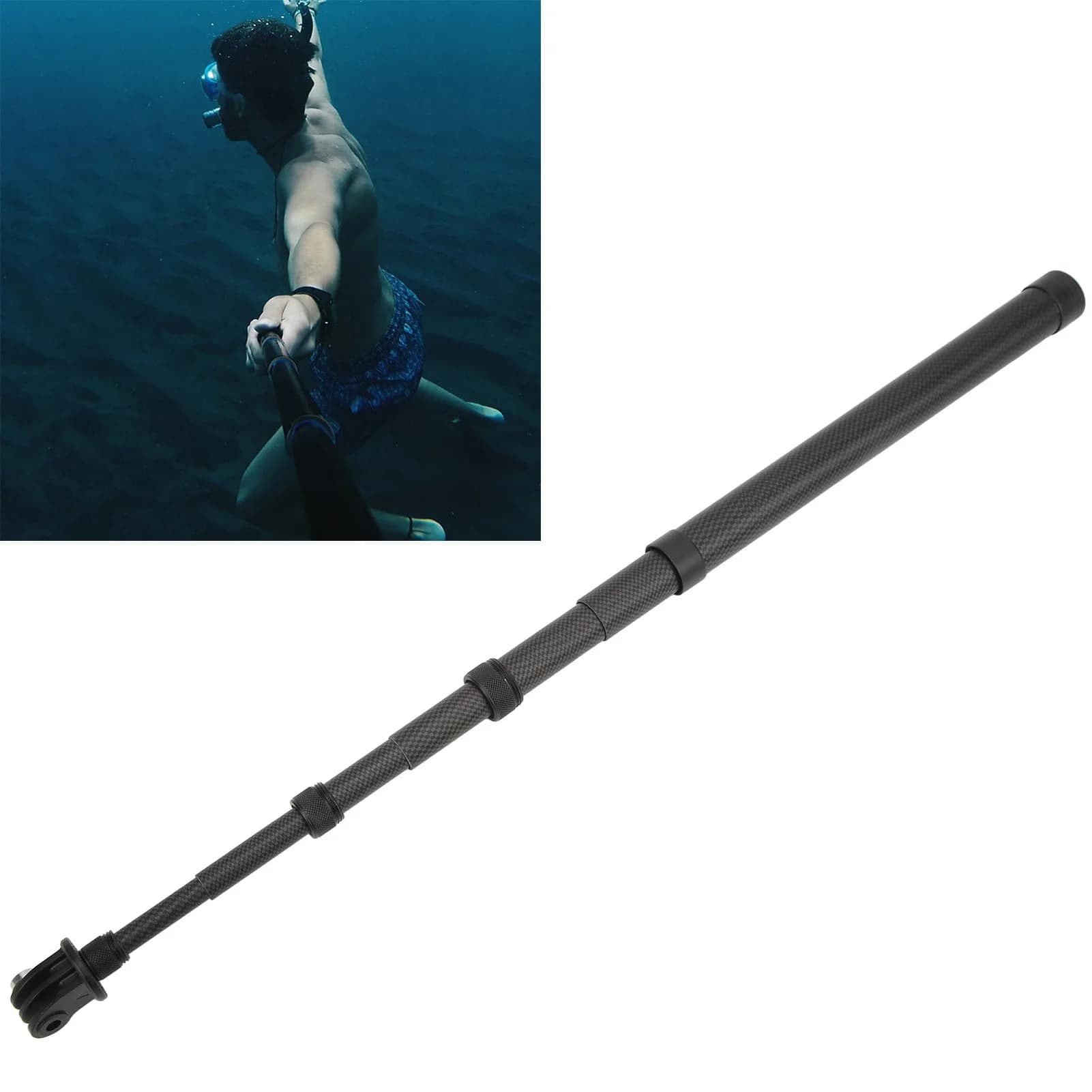 Carbon Fiber Selfie Stick 6 Sections Adjustable Length Selfie Stick for Insta360 Panoramic Camera Adjustable Length Selfie Stick