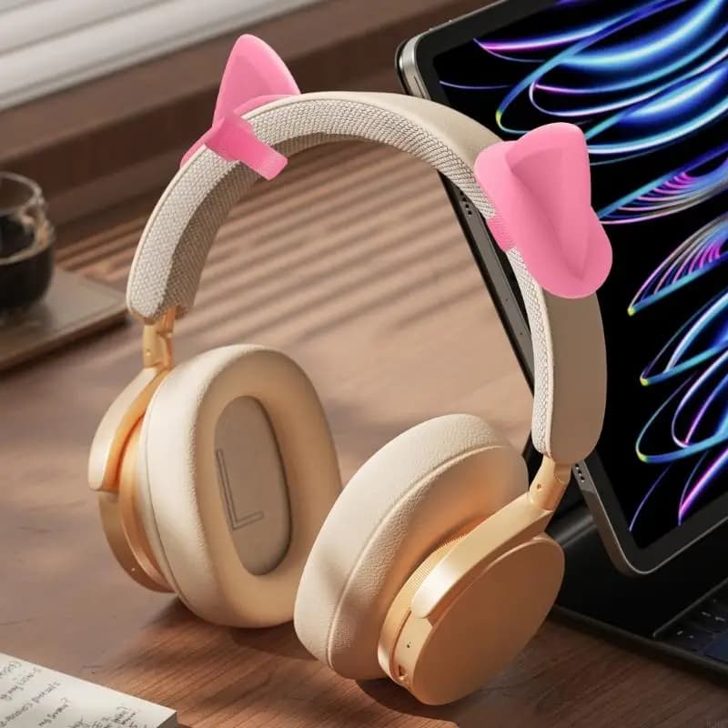 1 pair of cute earphone cats decorative accessories soft silicone decorations for 896C gaming headphones