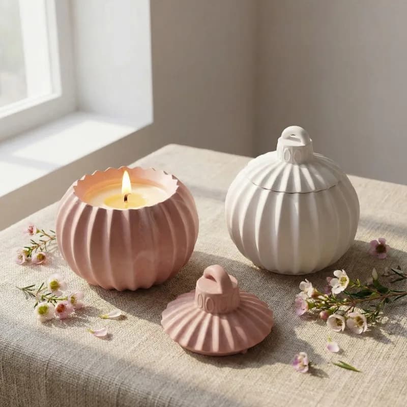 1Pc Striped Bell Storage Jar Silicone Mold Plaster Candle Cup Resin Ornament Handmade DIY Craft Mould