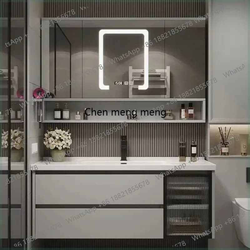 Mobiletto da Bagno con Specchio, Organizzatore per Toilette, Accessori da Parete, Partizioni Espositive, Armadietto di Lusso, Arredamento Trendy