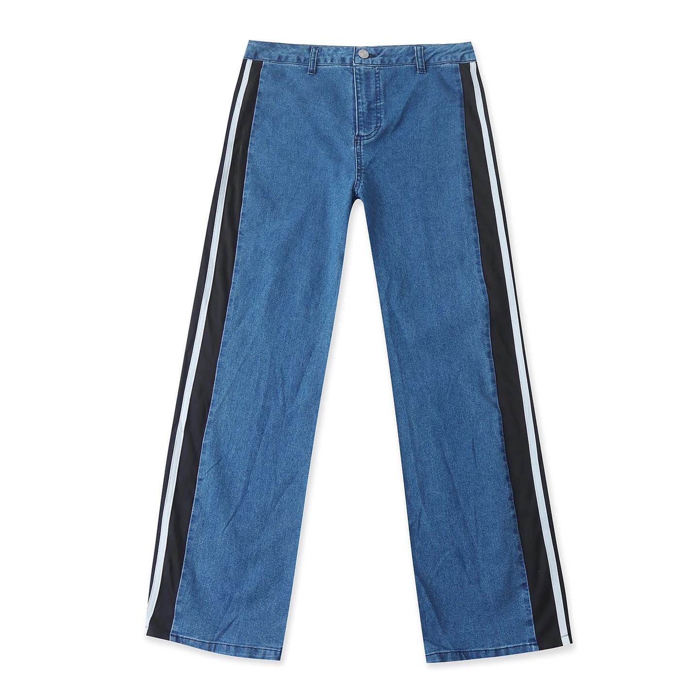 American Style High Waist Straight Leg Jeans Color Block Spring New Women's Fashion Slimming Long Pants Casual Pants
