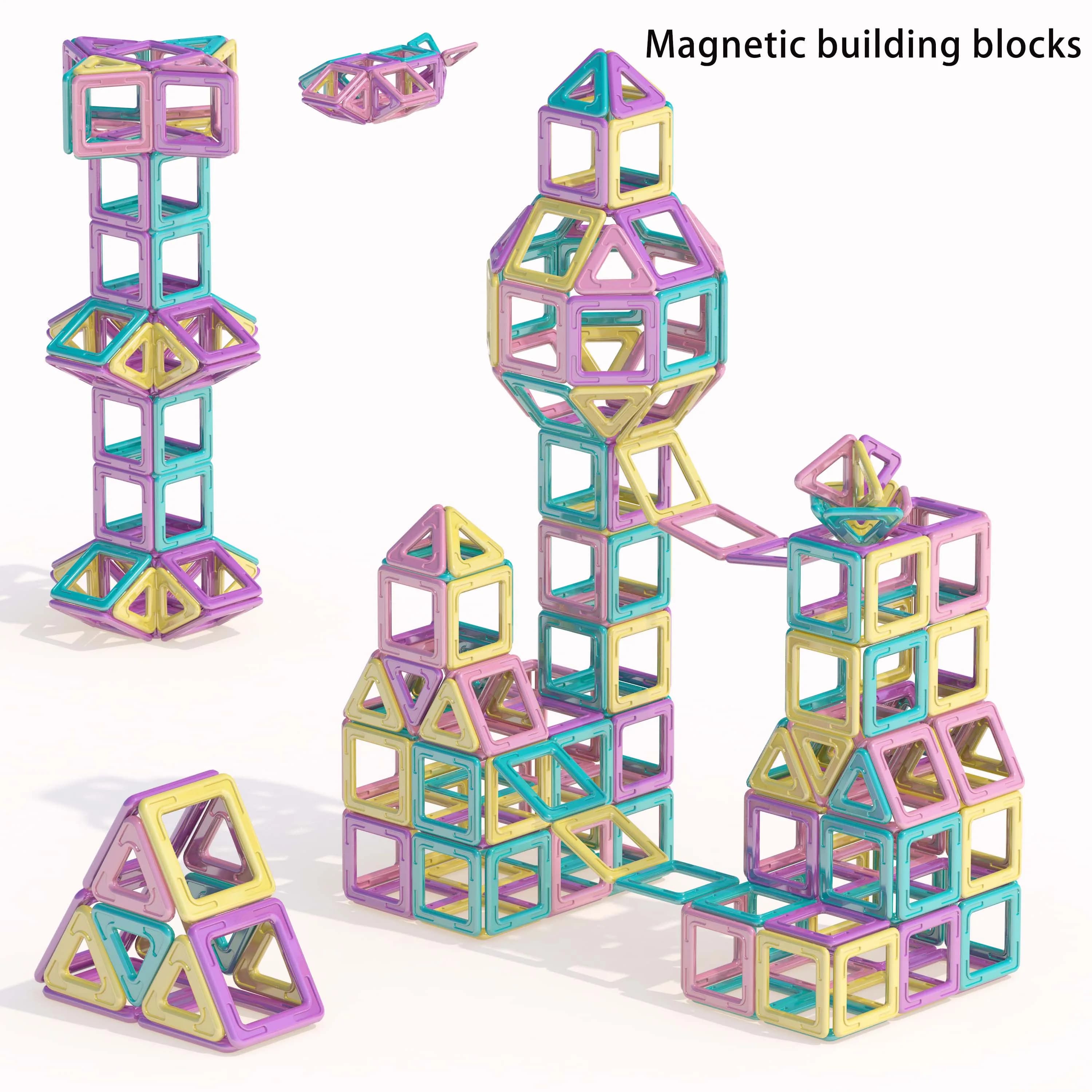 Grandi Blocchi Magnetici Macaron, Piastrelle Magnetiche Fai-da-Te, Costruzioni per Bambini, Giocattoli Educativi Montessori STEM, Giochi Sensoriali