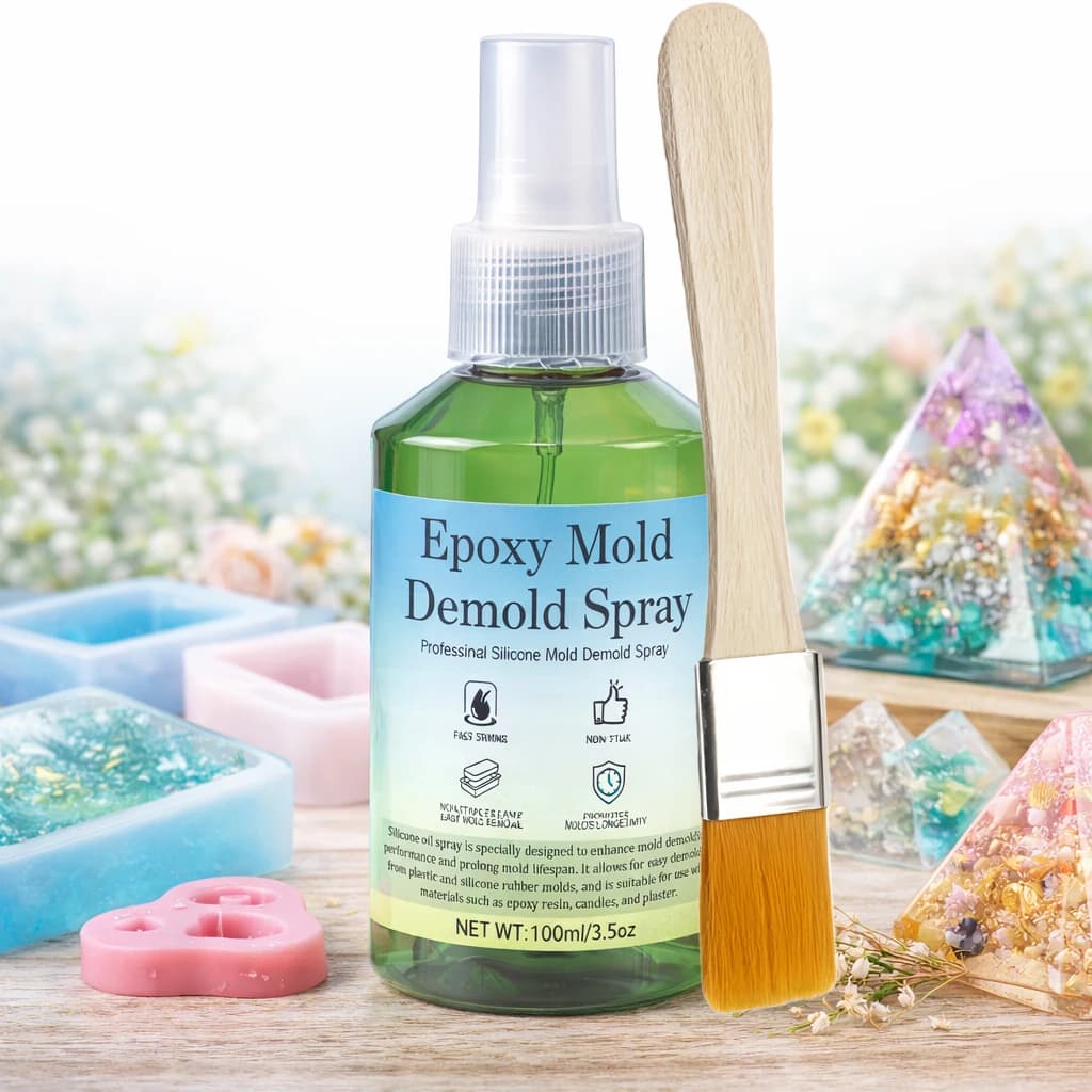 Spray Antiaderente al Silicone per Stampi in Resina Epossidica, Cemento e Candele | Facile Sformatura, Estensore di Durata per Stampi con Pennello Incluso