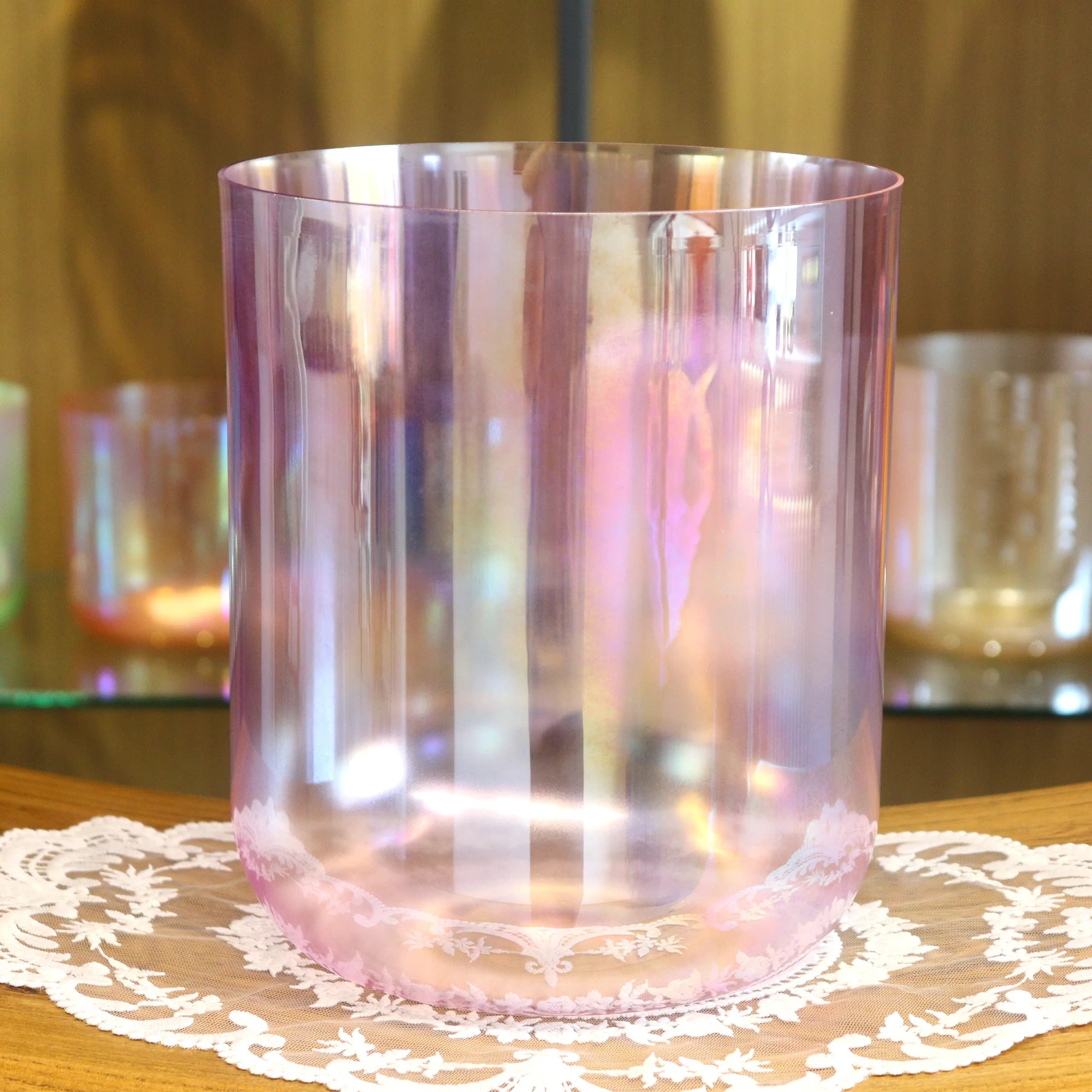 ZHQH Light Pink Crystal Singing Bowl Quartz Bowl For Sound Healing and Meditation Crystal Bowl 432Hz Reiki Healing with Mallets