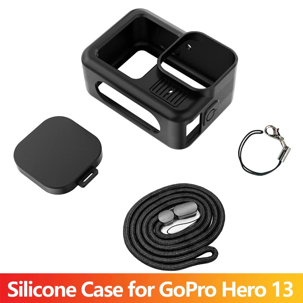 Silicone Protective Case Lens Cover Hand Strap Anti-Lost Cord for GoPro Hero 13 Black Action Camera Body Dustproof Cover