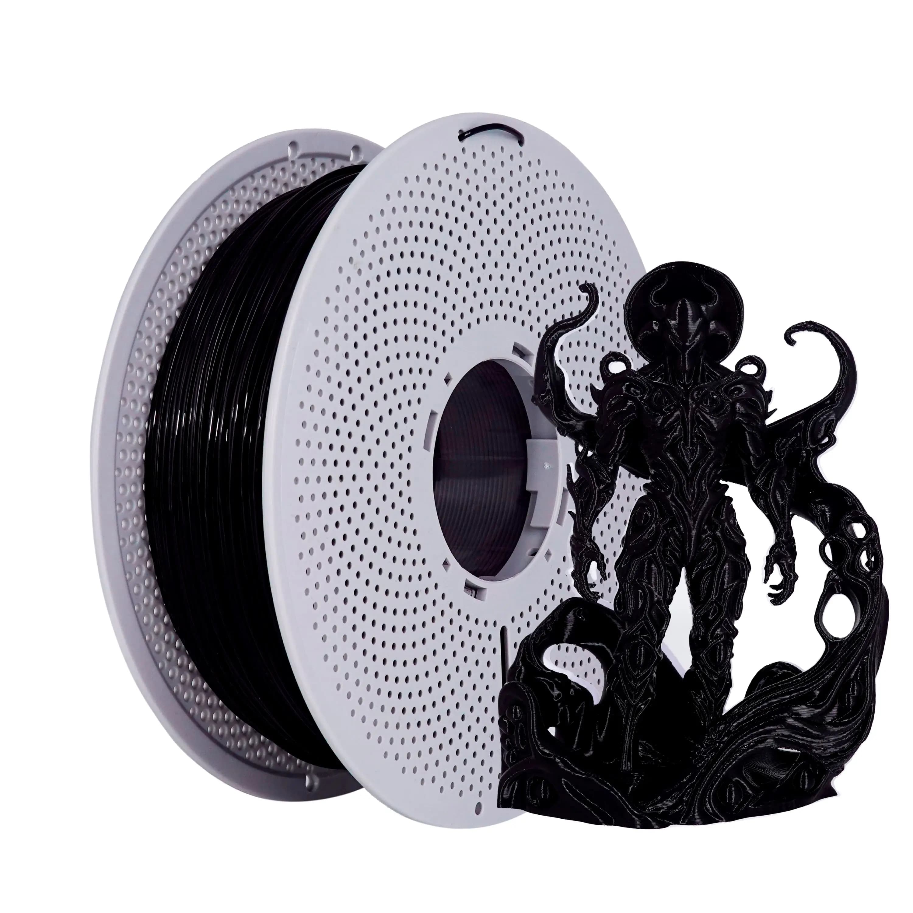 1 kg PLA + 3D printing filament, suitable for 3D printers, 1,75 mm +/- 0.03 mm, 1 kg roll (2,2 pounds) Black 1 kg