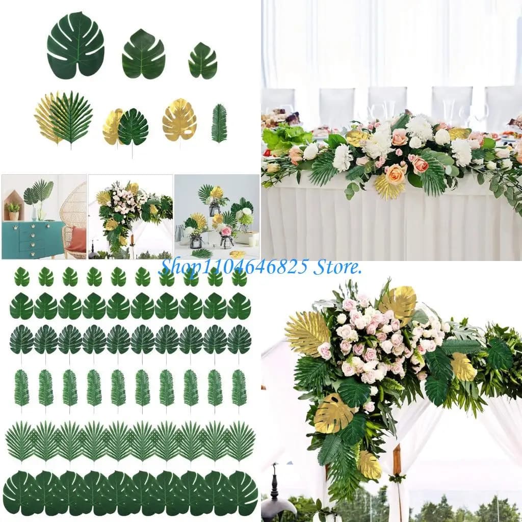 Exotic plant accessory with realistic artificial palm leaves for home office decorations