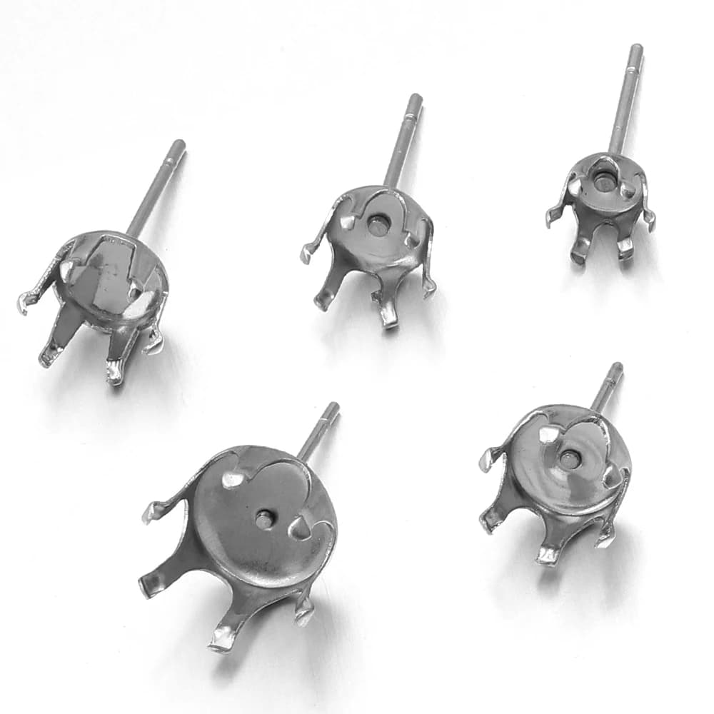 Base per orecchini a bottone da 50 pezzi Orecchini a bottone con zirconi in acciaio inossidabile Impostazione base cabochon per creazione di gioielli Orecchini moda fai da te