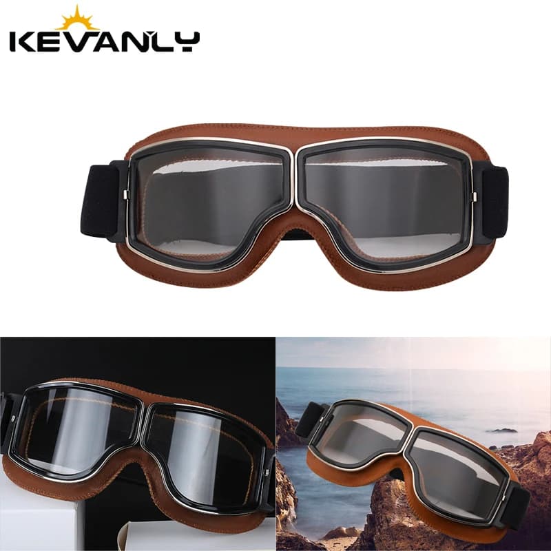 Retro motorcycle glasses Classic brown helmet glasses for Harley Pilot Steampunk ATV Bike Copper helmet Eye protection