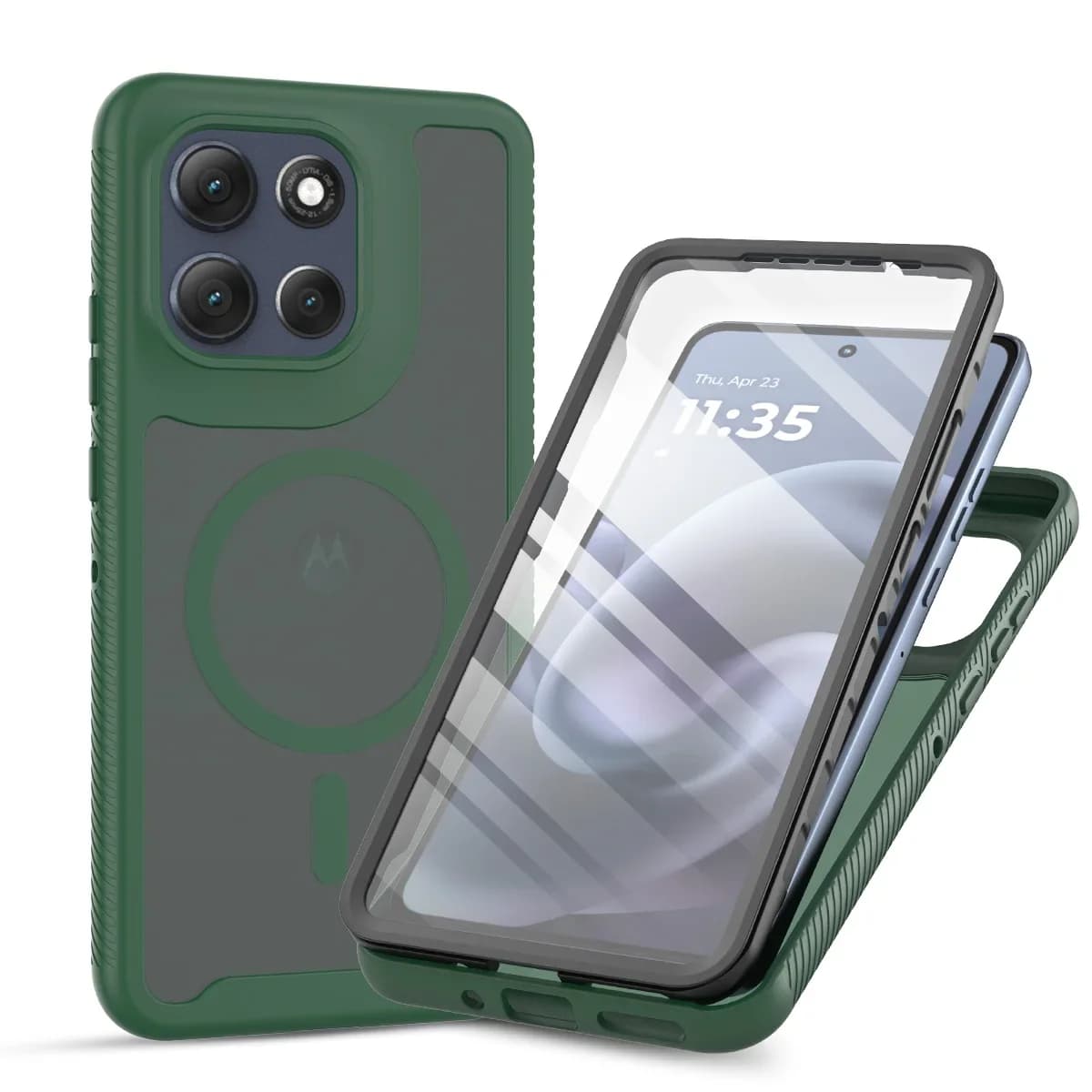 Heavy Duty Transparent 2-IN-1 Phone Case For Motorola Moto G86 G56 G06 G55 G35 G05 G77 G67 Magnetic Armor Screen Protector Cover