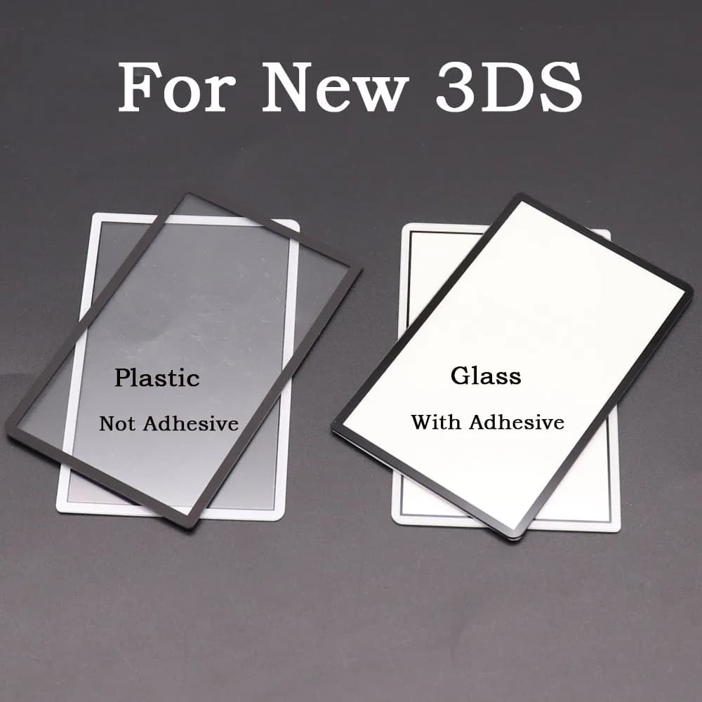 Copriobiettivo per schermo superiore in plastica e vetro per la nuova superficie superiore del pannello protettivo per schermo LCD superiore 3DS con adesivo