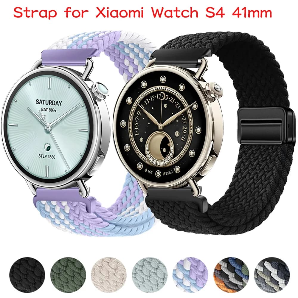 18 mm braided magnetic buckle strap for Xiaomi Watch S4 41 mm Smartwatch Bracelet XIAO MI S4 41 mm strap