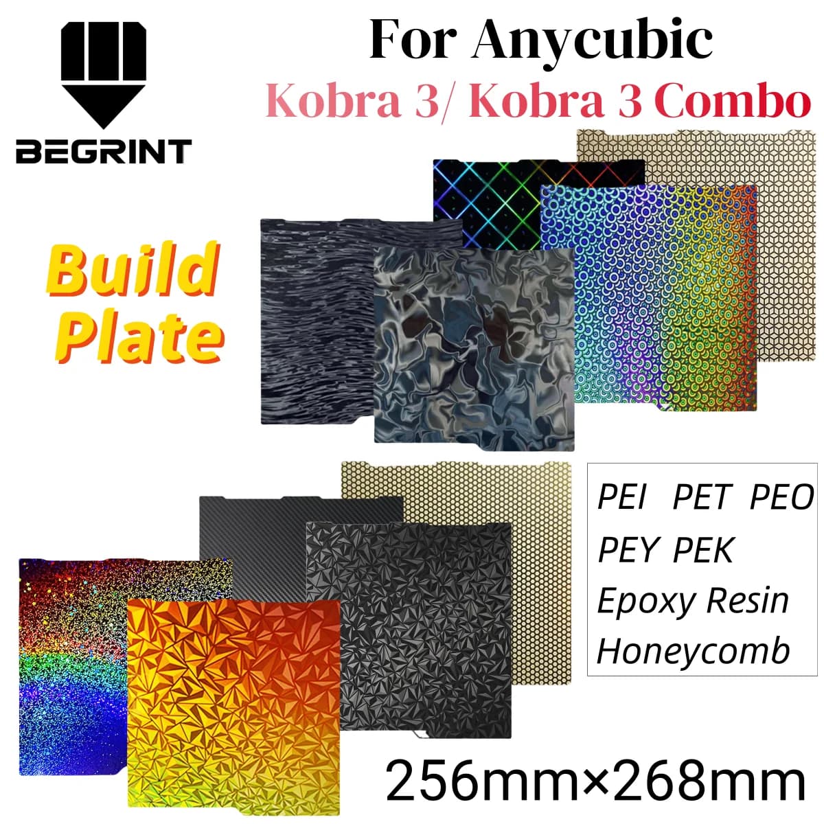 Kobra 3 Piastra di Costruzione Kobra 3 Pei PEO Strutturato 256x268 Per Anycubic Kobra 3 Combo Piastra di Costruzione Pezzi di Ricambio Letto di Calore a Doppia Faccia