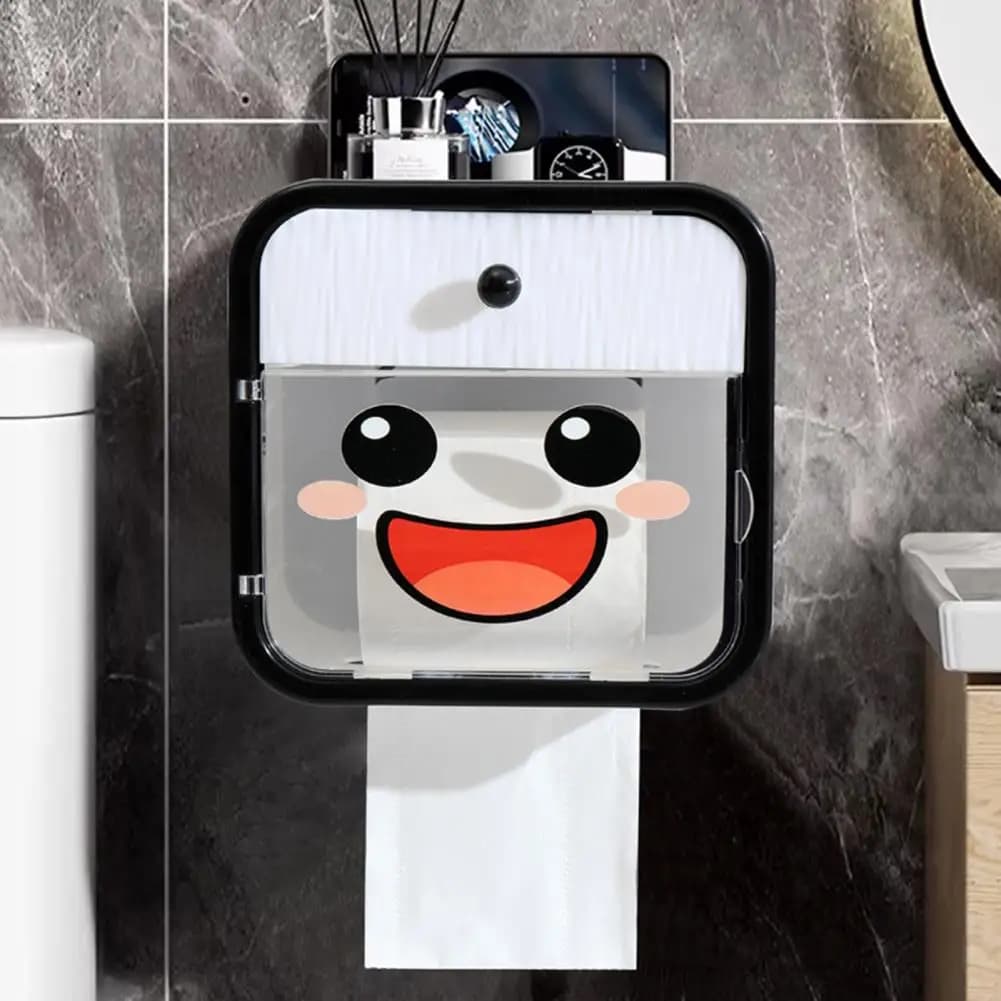 Porta carta igienica in plastica impermeabile con cassetto e ripiano, dispenser per fazzoletti da parete per bagno di casa