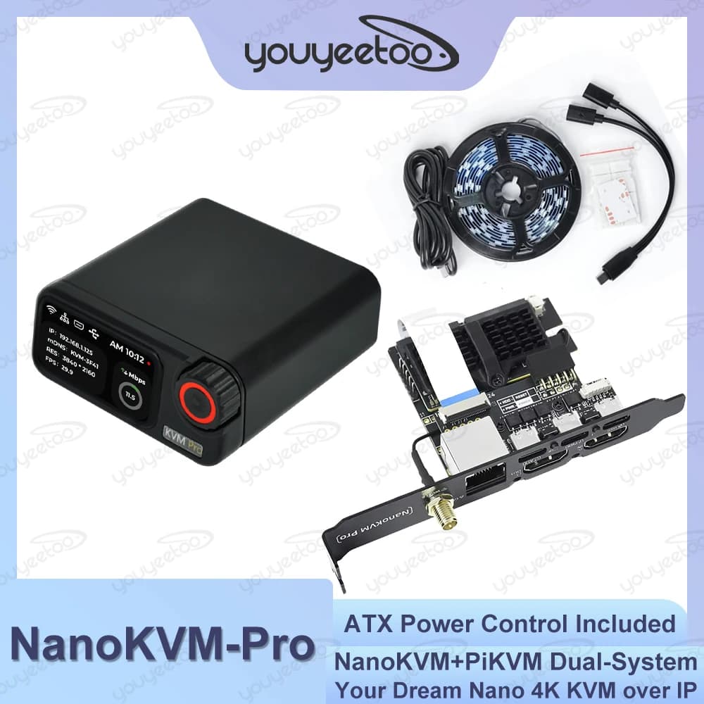 Sipeed NanoKVM-Pro ATX/Desk 4K IP-KVM GbE WiFi6 PoE Mini telecomando Server HomeLab NAS AI Agente HDMI Secondo schermo LED Strip