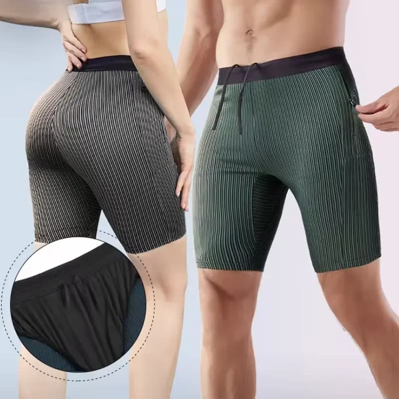 Pantaloncini a compressione per maratona estiva 2 in 1 Collant da allenamento per corsa a lunga distanza ad asciugatura rapida Sport Donna Uomo Palestra Marsupio maschile